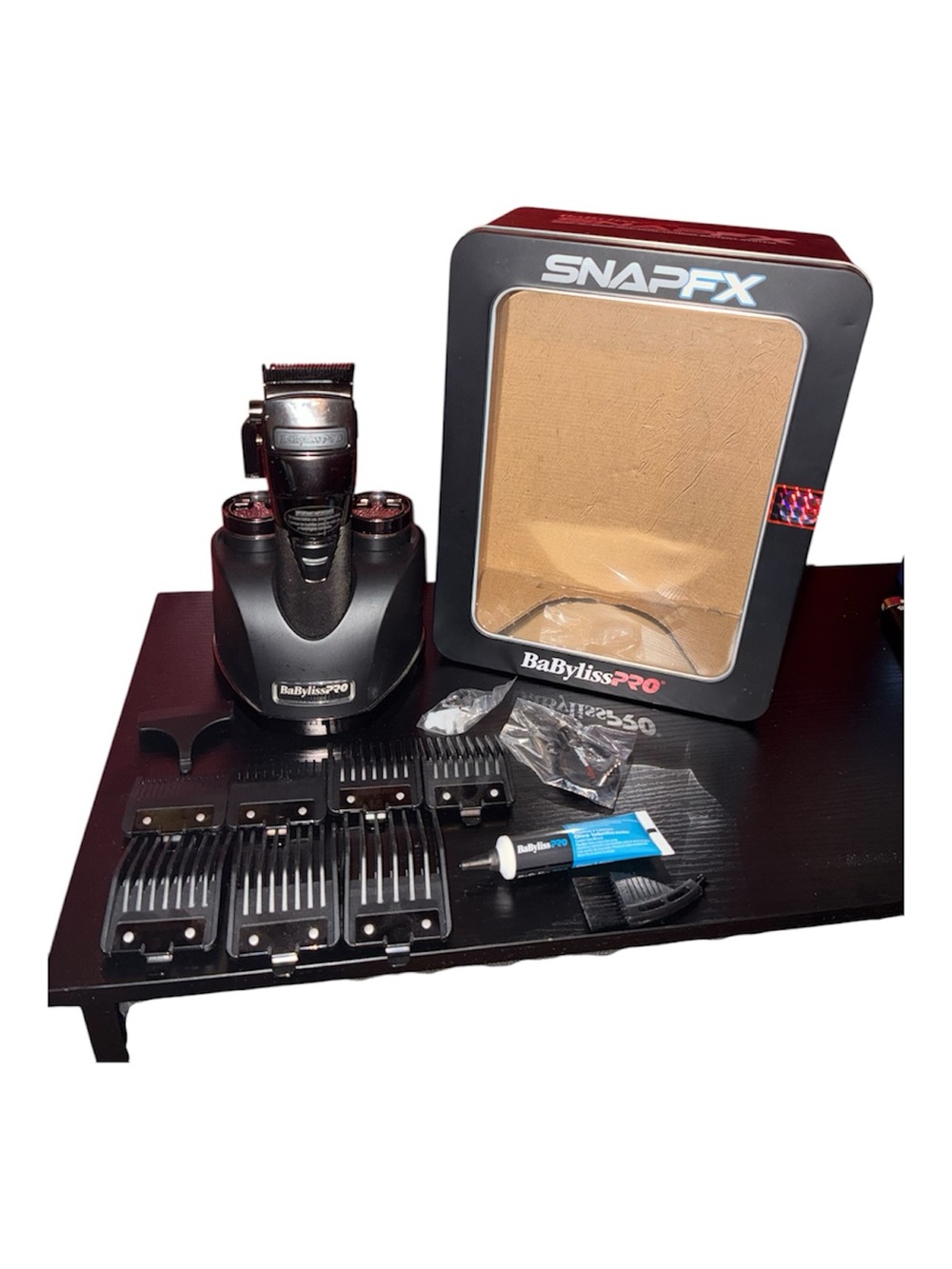 BaBylissPRO SNAPFX Cordless Hair Clipper Set w/ Charging Base, Guards & Box
